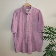 Wrangler Rugged Wear Red Plaid Short Sleeve Button Down Shirt, mens size XL
