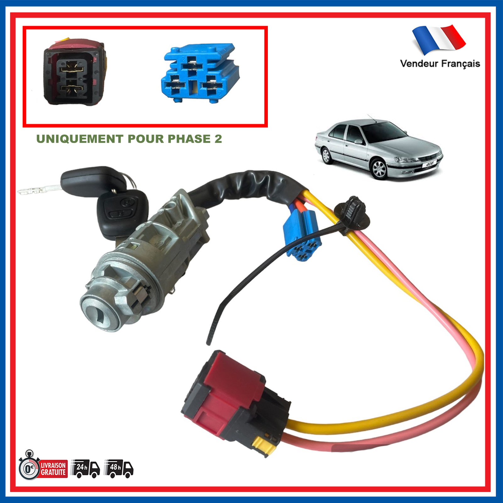 Barillet de démarrage Peugeot 406 phase 2 pour réparer neiman bloqué et allumage défaillant 4162.Z6