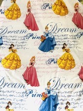 Disney Princess DREAM Belle, Cinderella Twin Flat  Fitted Sheet Fabric Crafts