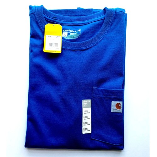 Carhartt Damen Loose Fit Tasche Brust Royalblau Kurzarm Baumwolle Top Neu mit Etikett L
