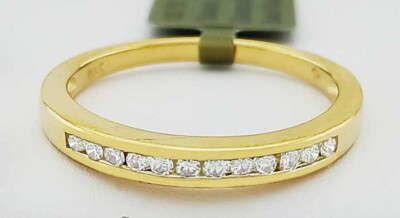 ECHTER 0,24 kt DIAMANT HALB ETERNITY RING 10 K GOLD - kostenloses Zertifikat Bewertung