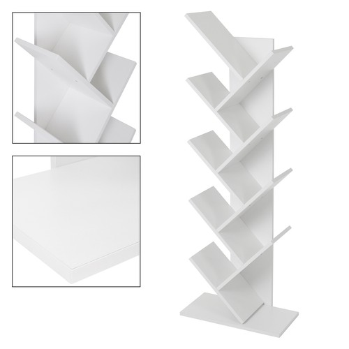 Estantería esquinera de pie madera blanca 8 niveles forma de árbol para CD´s - Imagen 3 de 5