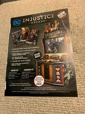 original 11-8 1/4” Dc Injustice Raw Thrills arcade game FLYER AD