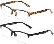 Clear Lens Glasses Half Frame Eyewear Modern Fake Smart Spring Hinge Men Women 