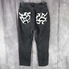 Women  s Size 6 American Eagle Curvy Mom Jeans Black Denim Light Wash High Rise