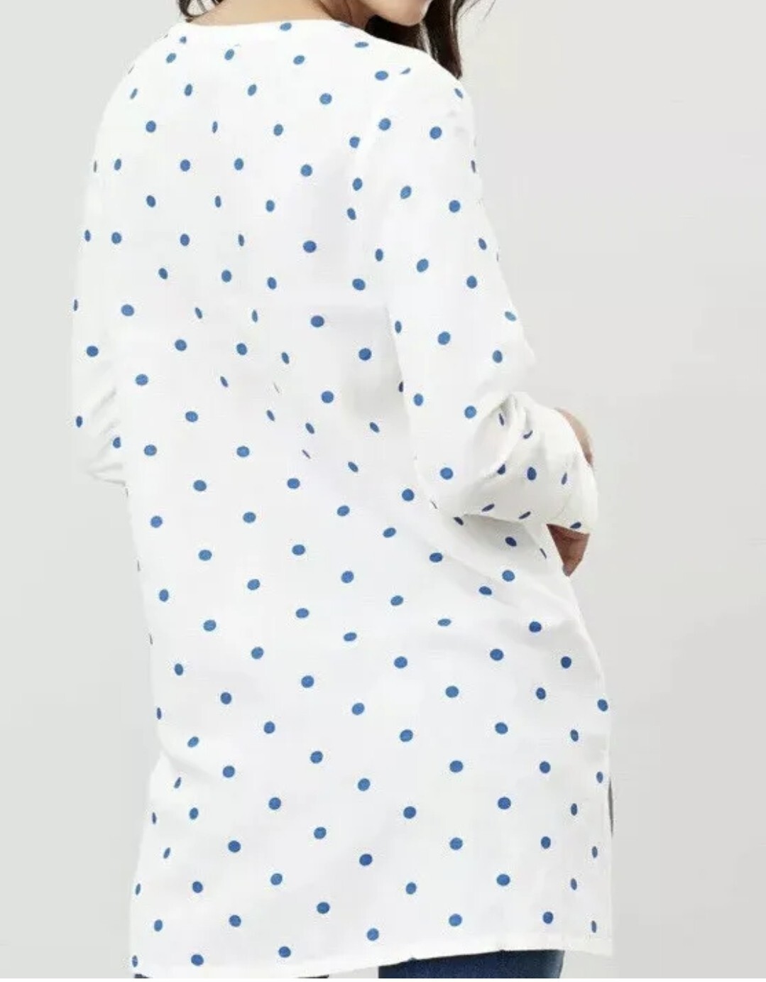 Joules 14 Women Leesal Blue Spotted Linen Button Tunic Cotton Viscose