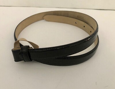 New ROBERT LEE MORRIS Black Lizard Leather Belt Strap Sz. Medium 3/4'' W