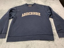 Abercrombie Fitch Pullover Sweatshirt Men's S Blue Spell Out Logo Embroidered