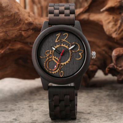 Kreative Herren-Armbanduhr aus Naturholz Leuchtzeiger Quarzwerk reloj