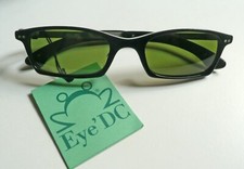 Eye'DC I571 France CE occhiali da sole vintage neri  lenti verdi small (nuovi)
