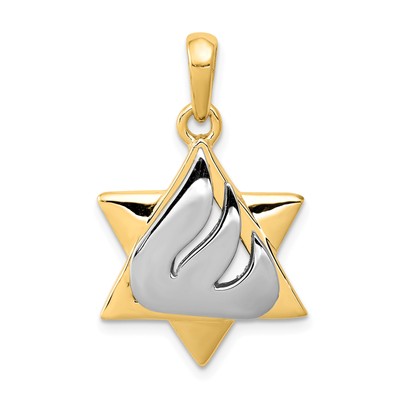 Avariah Gold 14k Two-tone Star of David Pendant - 30mm
