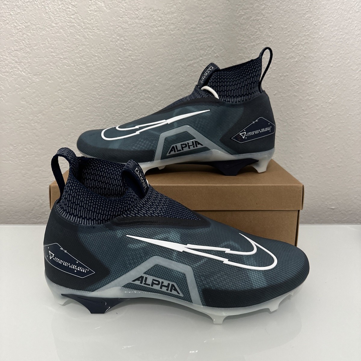 Nike Alpha Menace Elite 3 Size 15 Navy Blue Football Cleats 