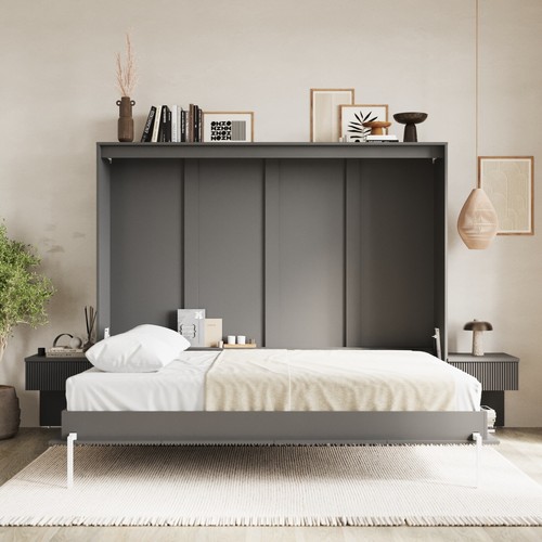 SMARTBett Schrankbett Set 160-Schrankbett Horizontal WAVES mit 2 Nachtkonsolen - Bild 6 von 41