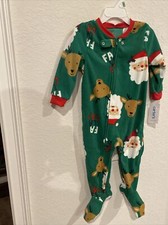 Carter  s baby Unisex Christmas Reindeer One Piece Pajamas size 18 months New