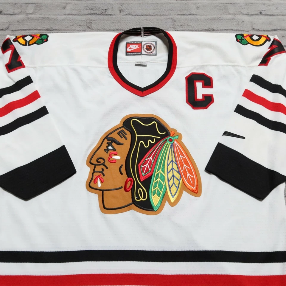 Camiseta deportiva de hockey vintage de los Chicago Blackhawks Chris Chelios 52 Nike cosida auténtica Foto 3 de 4