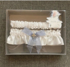 Brand New Ivory Bridal Double-Garter w/Blue Bow