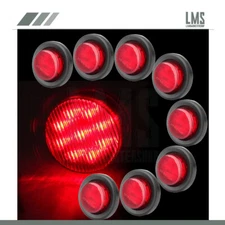 8pcs 2 inch Red Clearance light RV Truck Trailer Lamp Round Side Marker