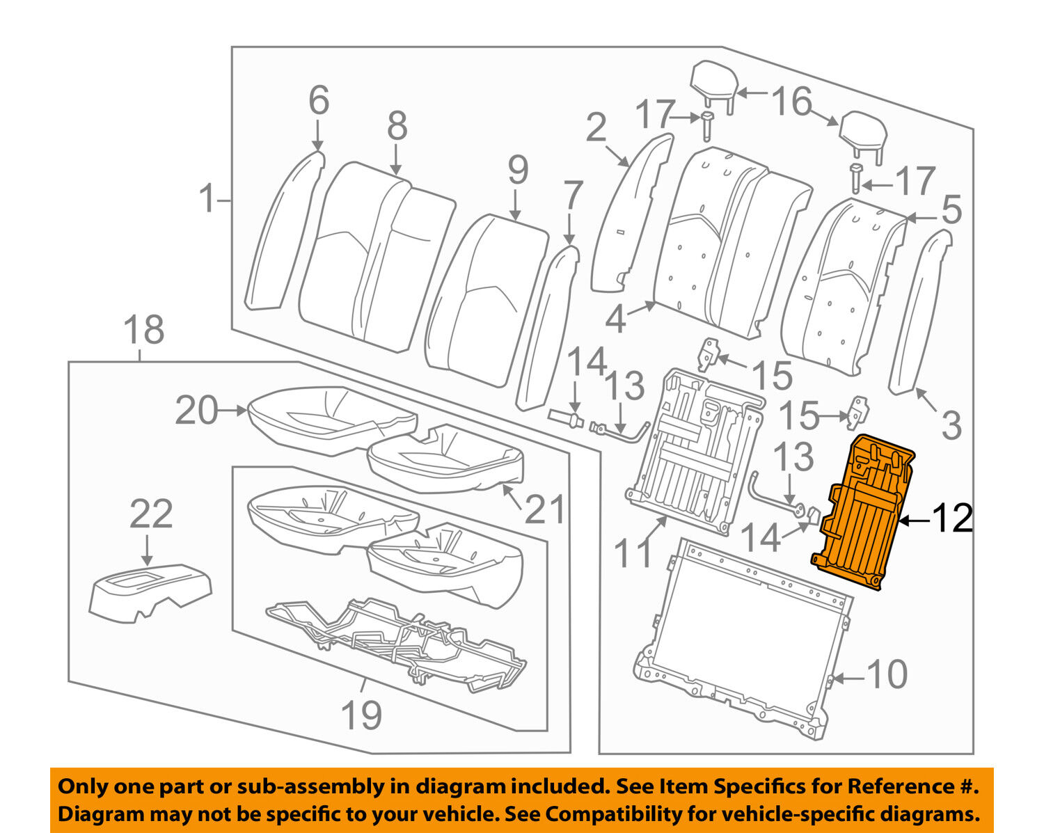Cadillac All items free shipping GM OEM 11-15 CTS A surprise price is realized Rear Panel Seat-Seat 2082001 Back Left