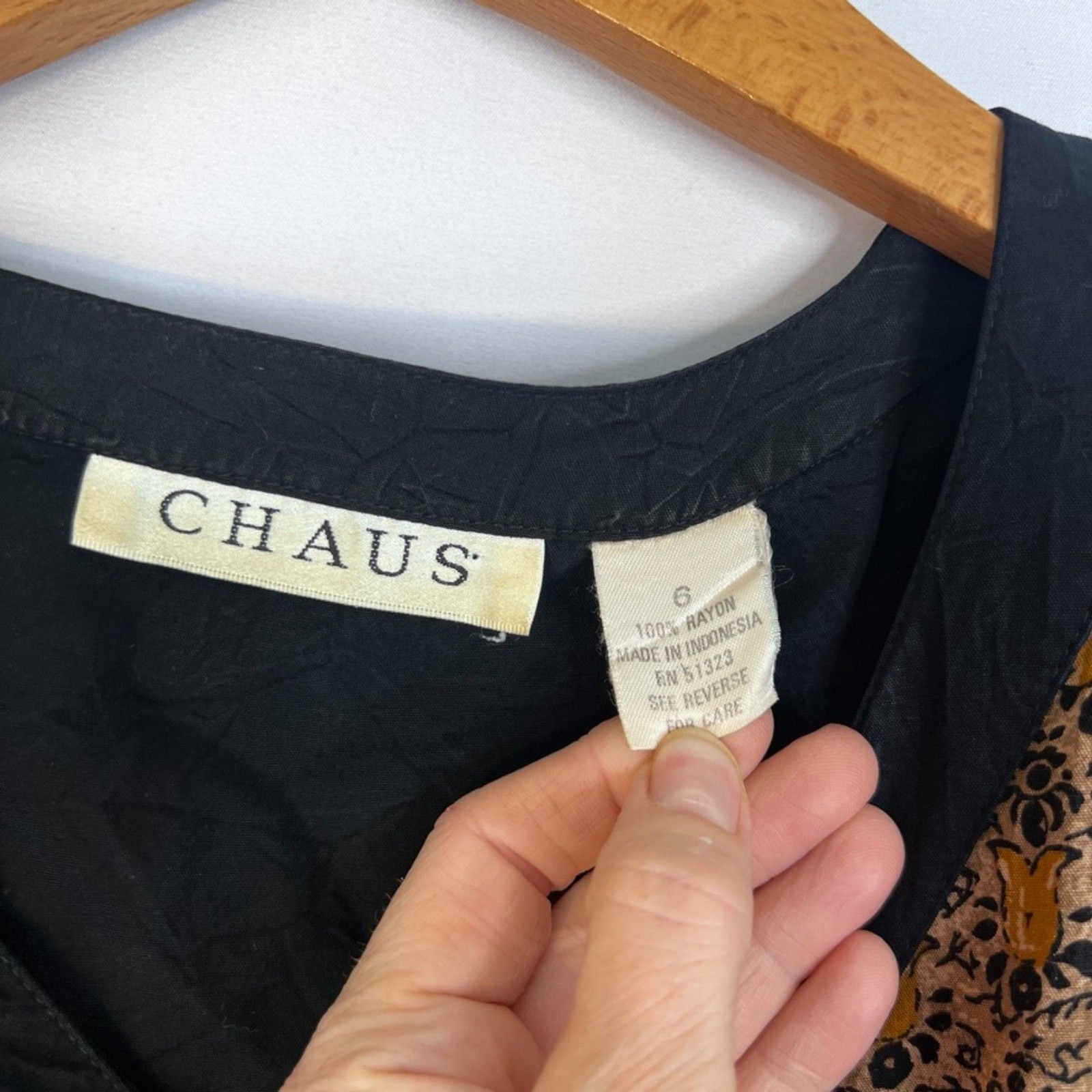 Chaus Mixed Print Patchwork Patchy Button Front V… - image 7