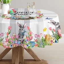 Round Easter Tablecloth 70 Inch, Table 70 in,