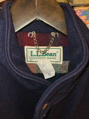 Vtg 1980s Navy Blue LL Bean Full Zip Coat Jacket Wool Made in USA 