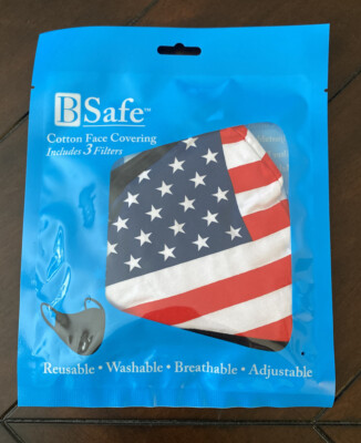 FACE MASK- AMERICAN FLAG BREATHABLE REUSABLE WASHABLE! 100% Cotton
