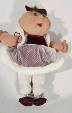 Cabbage Patch Kids Mattel 1991 Girl Doll with Winter Dress Brown Skin Green Eyes