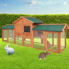 i.Pet Chicken Coop Rabbit Hutch 220cm x 44cm x 84cm Large Run Wooden Outdoor