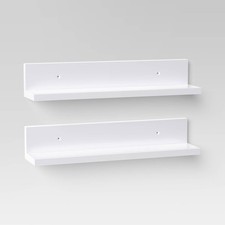 15" Wall Shelf Picture Ledge 2pk White- 2.5in H x 15in W x 4in D