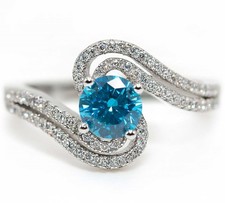 1CT Blue Topaz  White Topaz 925 Sterling Silver Ring Jewelry Sz 7 MB5-8