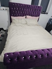 Velvet King Ottoman Bed Frame With Or Without King Memory Hybrid Mattress