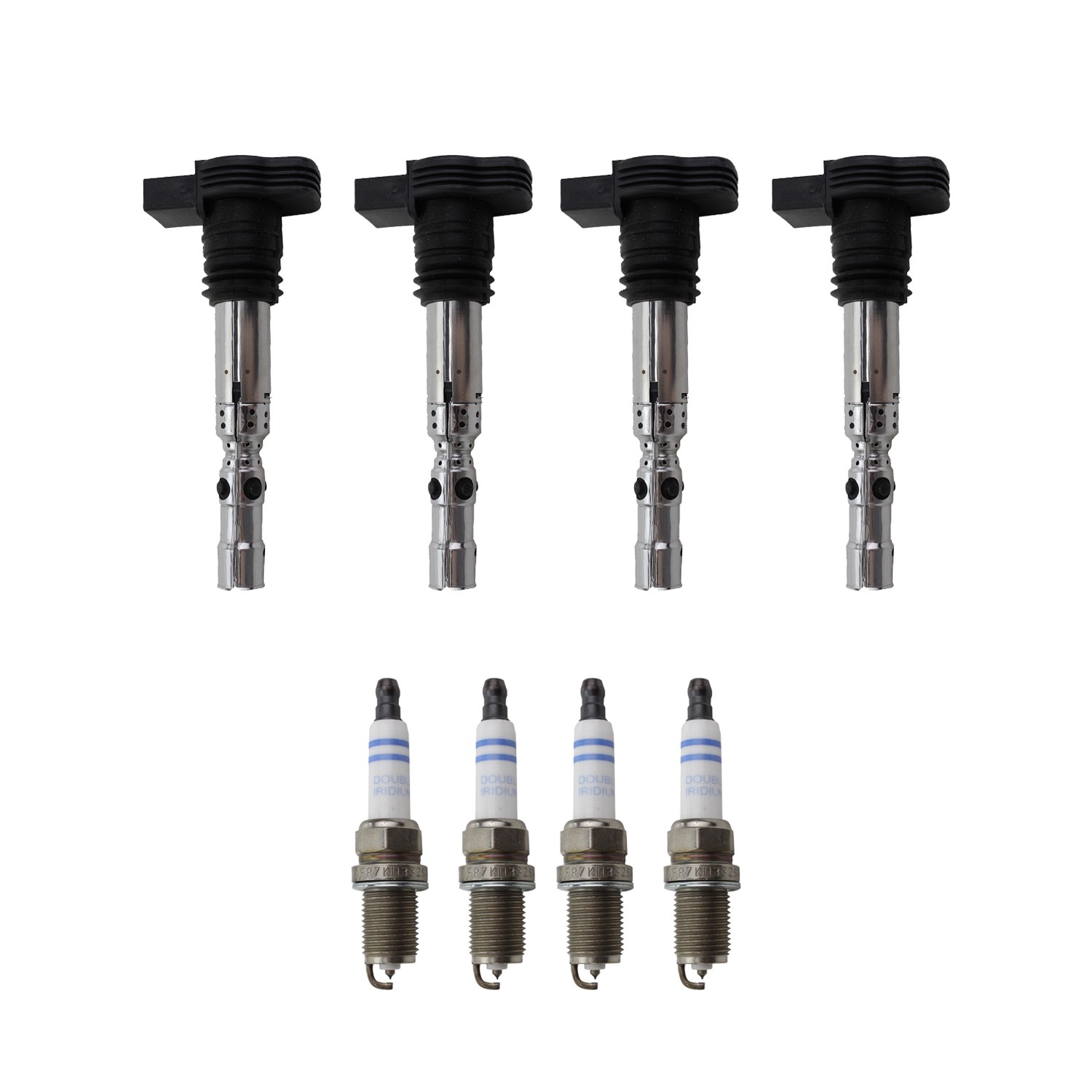 Bosch Ignition Coil and Spark Plug Kit for Audi A4 2001-2006 1.8L L4