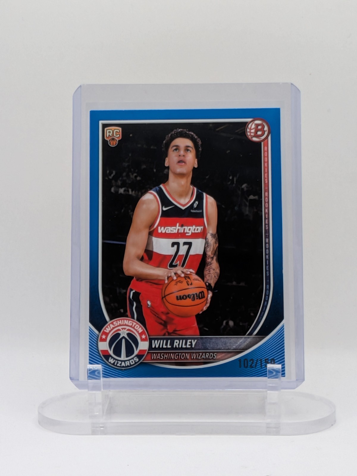 2025-26 Bowman Chrome - Will Riley Blue /150 #BCV-21 RC Wizards