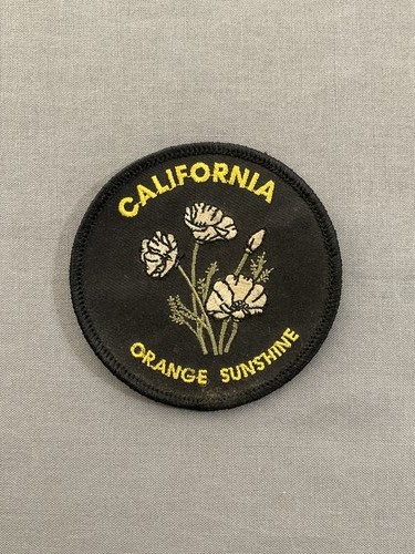 Vintage California Orange Sunshine 3" Poppy Flower Souvenir Round Patch Travel