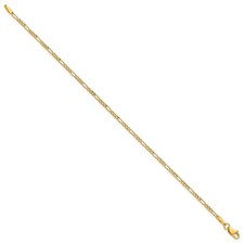 14K Yellow Gold Figaro Chain Anklet, 1.9 mm