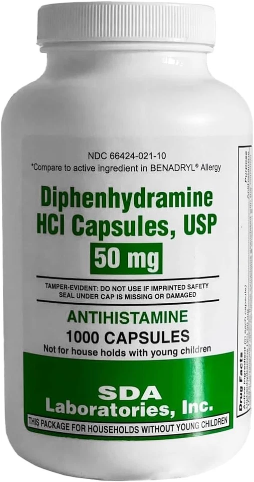 DIPHENHYDRAMINE 50MG 1000ct capsules