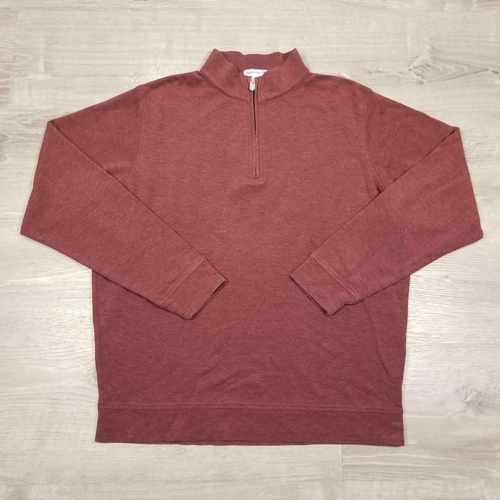 Peter Millar Crown Comfort Quarter Zip Pullover Sweater Mens Large Burgundy Red