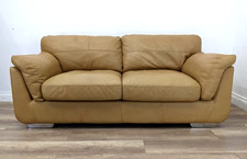 SOFA  2.5 Seater Mustard Leather Zip On Cushions Chrome Feet FREE DELIVERY