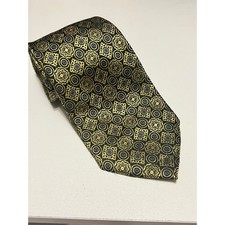 IMM Silk Necktie Black Gold Medallion Pattern Mens 62x4 Classic Dress Luxe Wear