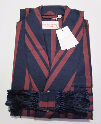 DEREK ROSE HERREN LUXUS MORGENMANTEL - 100% KAMMGARNWOLLE - UVP. 495£ - York 42
