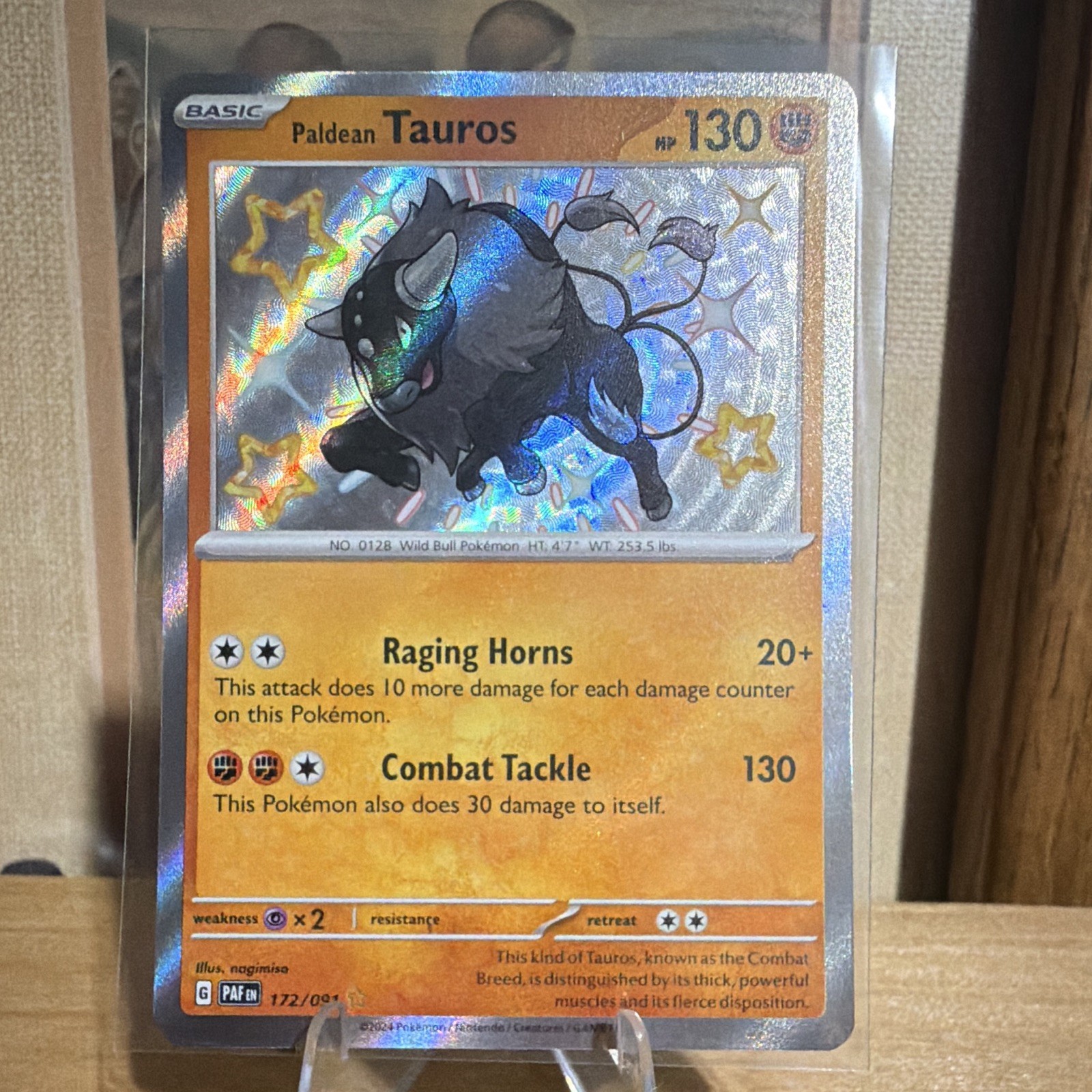 Pokemon TCG Paldean Tauros 172/091 SV Paldean Fates Shiny Rare Holo
