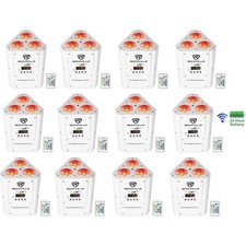 12pcs Rockville RockWedge LED RGBWA UV Rechargeable Wireless DJ Par Up-Lights