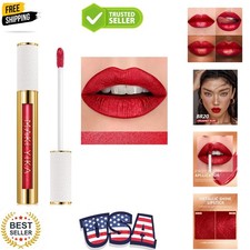 Red Lipstick for Women Metallic Lipsticks Glitter Long Lasting Lipstick No Sm...
