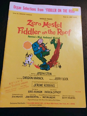 #ad Fiddler on the Roof Zero Mostel sheet music for organs Vtg 1965 👌 Condition $10.99