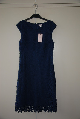 elegantes Etui-Kleid Spitze Lace blau Party Cocktail Alba Moda 38 NEU