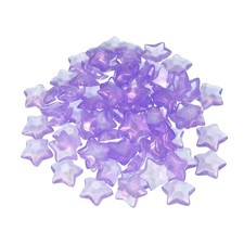 50 Pcs Flat Back Resin Star Beads, Glitter Star Charm, Purple
