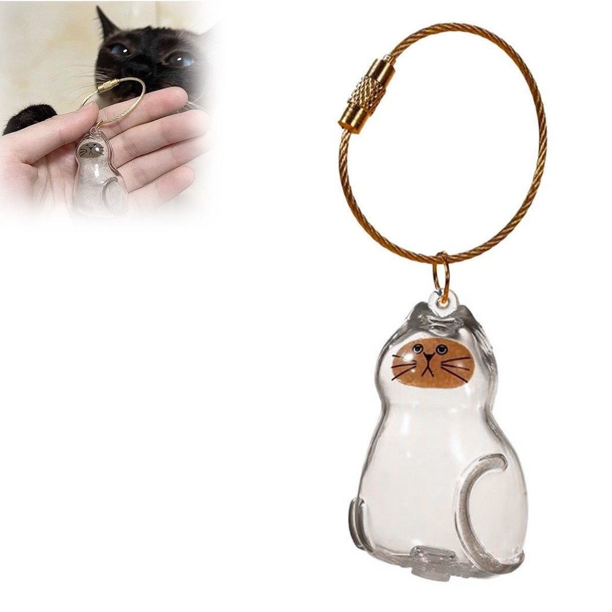 Cat Hair Keychain Storage Bottle, Cat Fur Memory Bottles, Pe