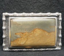 XD03110 VINTAGE 1970s ABSTRACT ARTWORK UNISEX FASHION SILVERTONE BELT BUCKLE