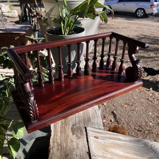 Vintage | Mahogany Carved Desk Trough | Wooden Book Stand Holder | 16.75"