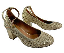 Genuine Souliers SEZANE Braided Gold Crackled...